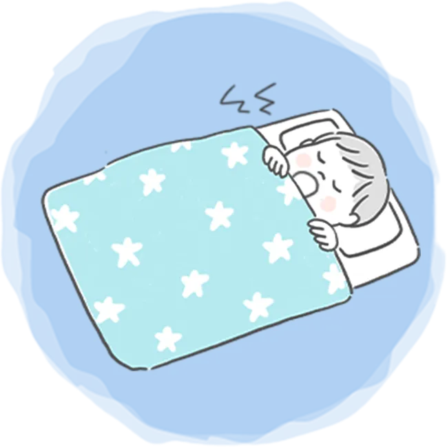 いびきをかいて眠る子どものイラスト